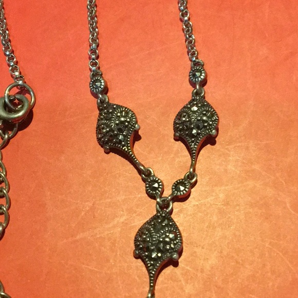 Donate 2/24?Sterling silver vintage look necklace with dangles - Picture 3 of 6